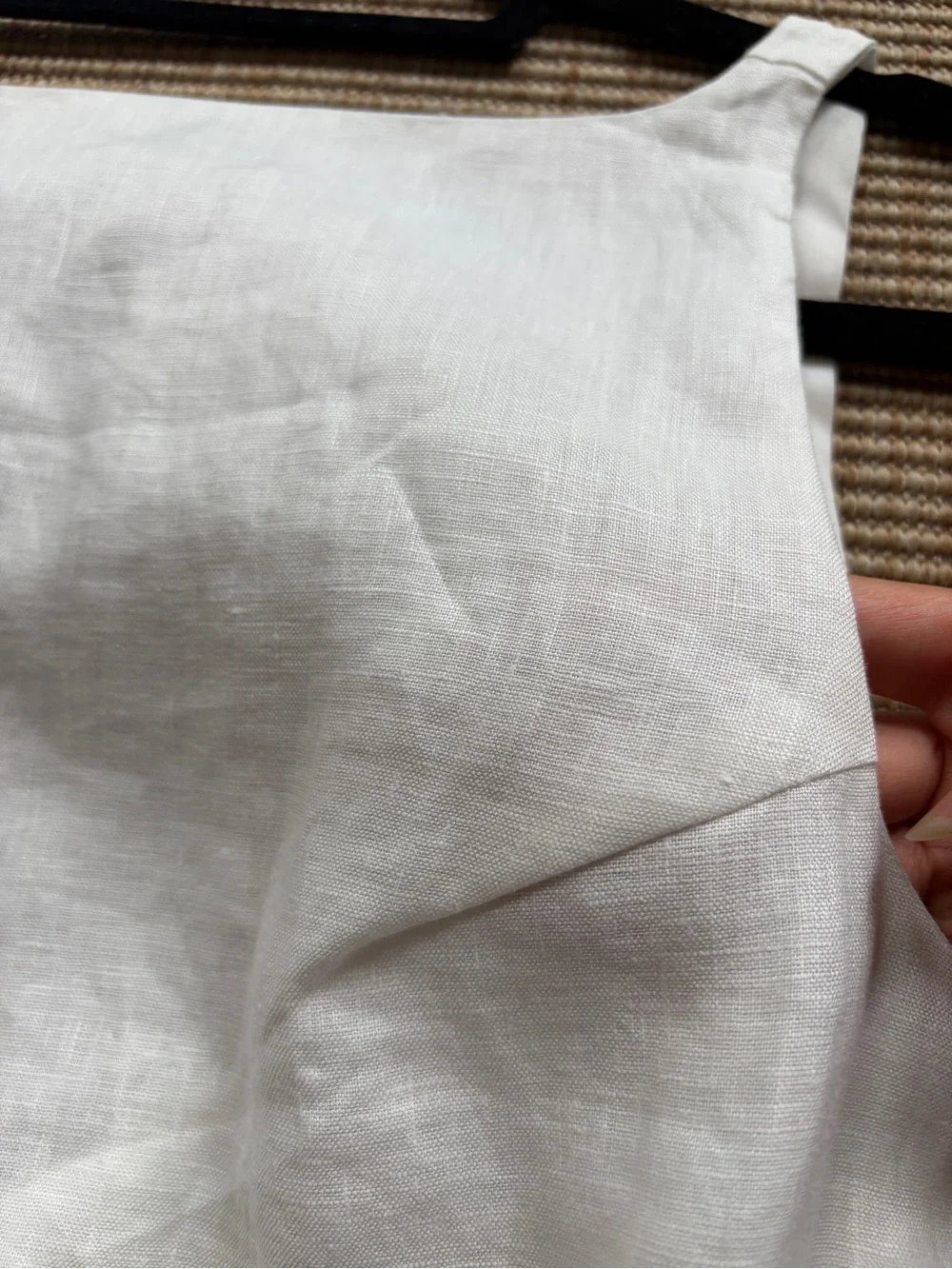 100% White linen summer mini dress with pockets